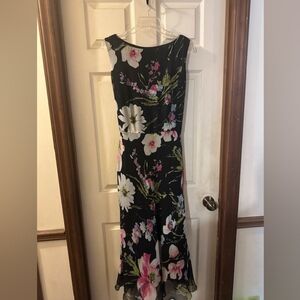 Talbots Black and Pink Floral Silk Dress